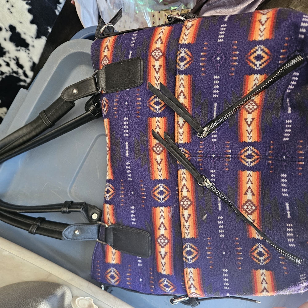 Patterned Purple and Black Women's Bag